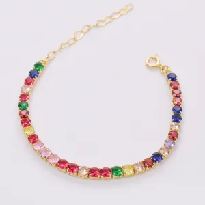 PULSEIRA ZIRC COLORDA 4MM BANHO OURO 18K