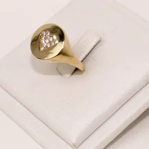 ANEL CORAÇÃO COM ZIRCÔNIA CRISTAL BANHO OURO 18K