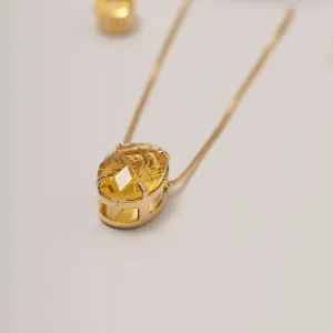 CONJUNTO CRISTAL OVAL AMARELO BANHO OURO 18K