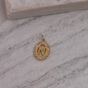 PINGENTE LETRA N LISA COM ZIRCÔNIA BANHO OURO 18K