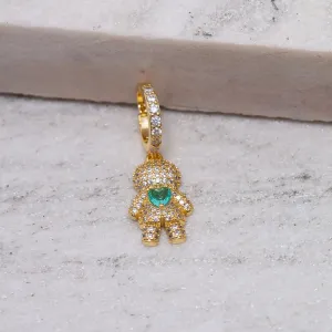 PINGENTE FILHOS MENINO COM ZIRCÔNIAS CRISTAIS E VERDE BANHO OURO 18K