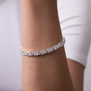 PULSEIRA RIVIERA COM ZIRCÔNIAS CRISTAIS QUADRADAS BANHO PRATA