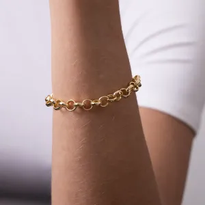 PULSEIRA ELO PORTUGUÊS GROSSO BANHO OURO 18K