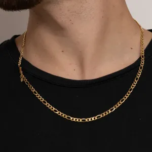 CORRENTE MASCULINA TRÊS ELOS GROSSA BANHO OURO 18K