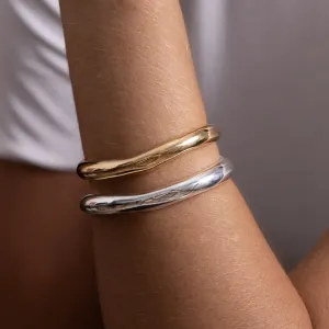 BRACELETE LISO ORGÂNICO GROSSO BANHO PRATA