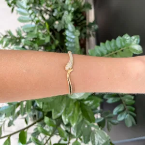 BRACELETE COBRACRAVEJADO COM ZIRCÔNIAS CRISTAIS BANHO OURO 18K