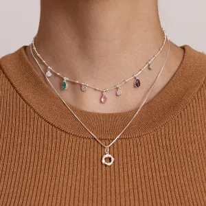 CHOKER BOLINHA COM  ZIRCÔNIAS COLORIDAS BANHO PRATA