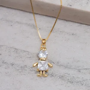 COLAR FILHOS MENINO  COM PEDRA CRISTAL BANHO OURO 18K