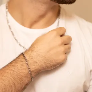 PULSEIRA MASCULINA TRÊS ELOS AÇO INOX