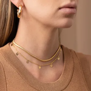 CHOKER CHAPA CORAÇÕES BANHO OURO 18K