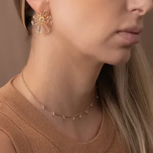 CHOKER ELO PORTUGUÊS PP COM ZIRCÔNIAS CRISTAIS BANHO ROSÉ