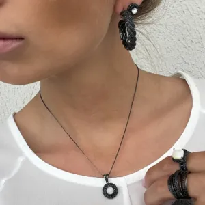 CONJUNTO MADRE PÉROLA BANHO RÓDIO NEGRO