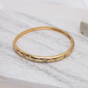 BRACELETE ESTRELAS COM ZIRCÔNIAS CRISTAIS BANHO OURO 18K