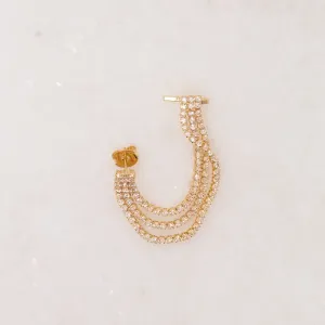 BRINCO EAR CUFF FIOS CRAVEJADOS COM ZIRCÔNIAS CRISTAIS BANHO OURO 18K