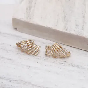 BRINCO EAR CUFF FILEIRAS CRAVEJADAS COM ZIRCÔNIAS CRISTAIS BANHO OURO 18K