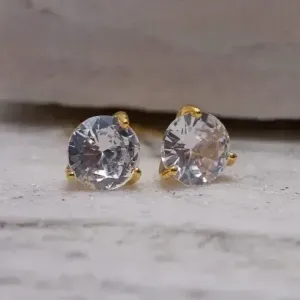 BRINCO PONTO DE LUZ TRÊS GARRAS COM ZIRCÔNIA CRISTAL M BANHO OURO 18K