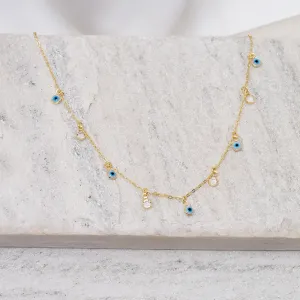 CHOKER OLHO GREGO COM ZIRCÔNIA P BANHO OURO 18K