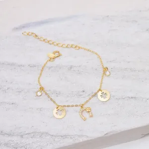 PULSEIRA FERRADURA E TREVO BANHO OURO 18K