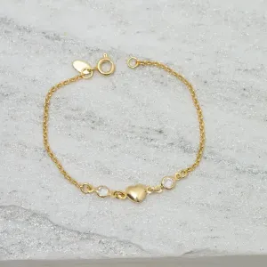 PULSEIRA INFANTIL CORAÇÃO E ZIRCÔNIA BANHO OURO 18K