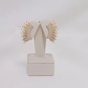 BRINCO EAR CUFF CRAVEJADO COM ZIRCÔNIAS NAVETE COLORIDAS BANHO OURO 18k