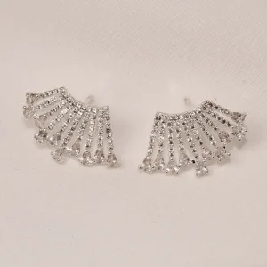 BRINCO EAR CUFF CRAVEJADO COM ZIRCÔNIAS CRISTAIS BANHO PRATA