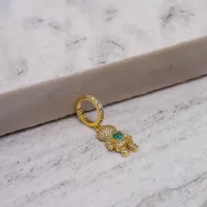 PINGENTE FILHOS MENINO COM ZIRCÔNIAS CRISTAIS E VERDE BANHO OURO 18K