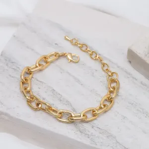 PULSEIRA ELOS GRANDES RISCADOS BANHO OURO 18K