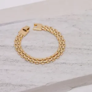 PULSEIRA ESTILO RELÓGIO FECHO GAVETA BANHO OURO 18K