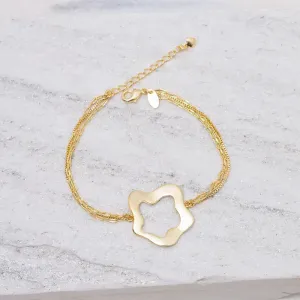 PULSEIRA ORGÂNICA FLOR BANHO OURO 18K