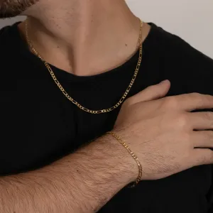 PULSEIRA MASCULINA TRÊS ELOS BANHO OURO 18K