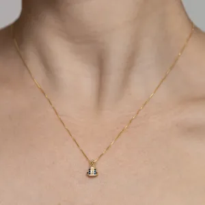 COLAR NOSSA SENHORA CRAVEJADA COM ZIRCÔNIAS AZUIS PP BANHO OURO 18K