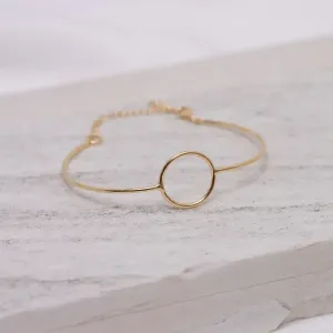 BRACELETE LISO COM CÍRCULO GRANDE BANHO OURO 18K