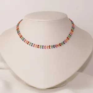 CHOKER RAMINHOS COLORIDOS BANHO OURO 18K