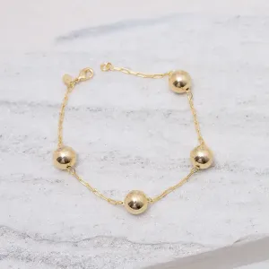 PULSEIRA BOLINHAS LISAS G BANHO OURO 18K