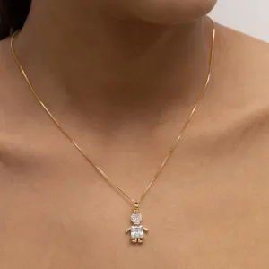 COLAR FILHOS MENINO  COM PEDRA CRISTAL BANHO OURO 18K