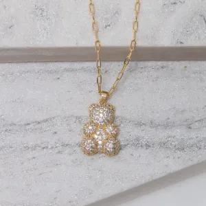 COLAR ELOS CARTIER URSO CRAVEJADO COM ZIRCÔNIAS BANHO OURO 18K