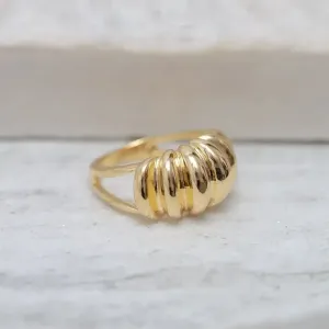 ANEL LISO CARACOL BANHO OURO 18K