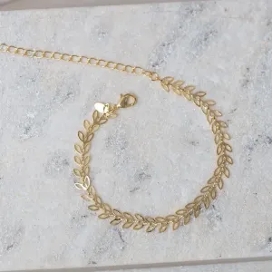 PULSEIRA FOLHAS BANHO OURO 18K