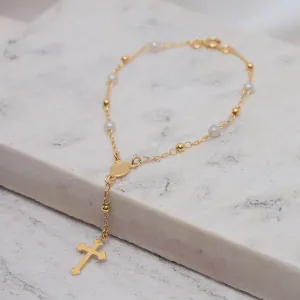 PULSEIRA TERÇO PÉROLA BANHO OURO 18K