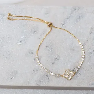 PULSEIRA VIRGINIA CRISTAL REGULÁVEL BANHO  OURO 18K