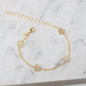 PULSEIRA VIRGINIA TREVO LISO BANHO OURO 18K