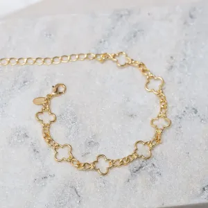 PULSEIRA VIRGINIA TREVO VAZADO BANHO OURO 18K