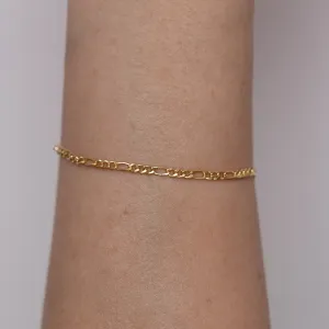 PULSEIRA INFANTIL MASCULINA TRÊS ELOS BANHO OURO 18K