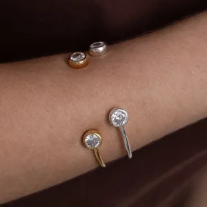 BRACELETE PONTO DE LUZ DUPLO COM PEDRA CRISTAL BANHO PRATA