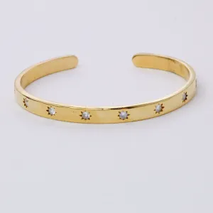 BRACELETE COM ESTRELAS CRISTAIS BANHO OURO 18K