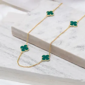 COLAR LONGO VIRGINIA PEDRA VERDE BANHO OURO 18K