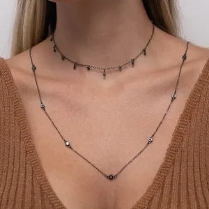 CHOKER GOTINHAS PENDURADAS BANHO BANHO RÓDIO NEGRO