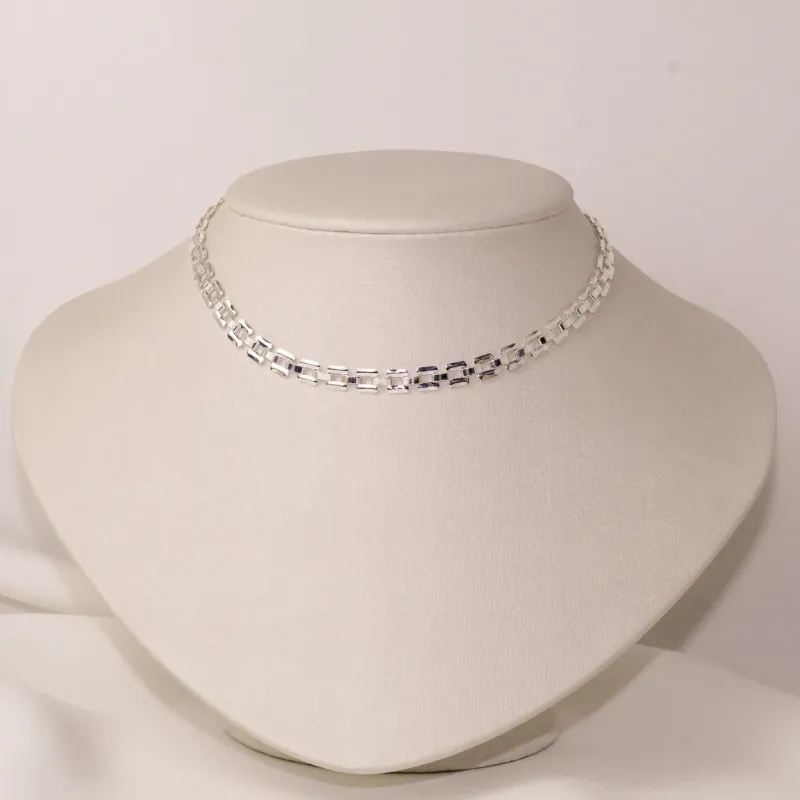 CHOKER QUADRADA BANHO PRATA