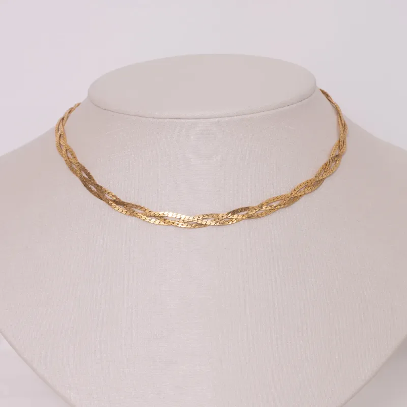 CHOKER TRANÇADA BANHO OURO 18K