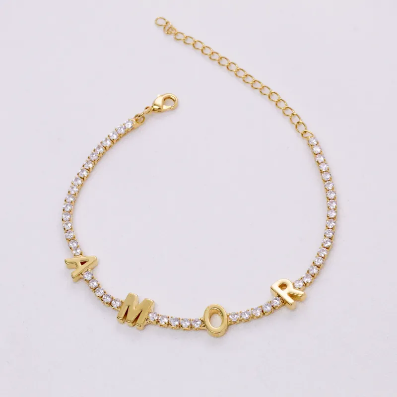 PULSEIRA AMOR ZIRCÔNIAS BANHO OURO 18K